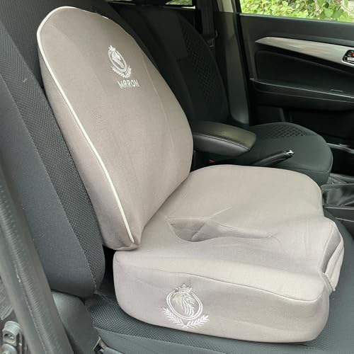 Image of MRRON Car Comfort Combo | Memory Foam Backrest & Wedge Seat Cushion Combo of 2 | Orthopedic Support for Back, Tailbone, Sciatica | Ergonomic Comfort for Car, Office| Posture Correction | Universal Fit