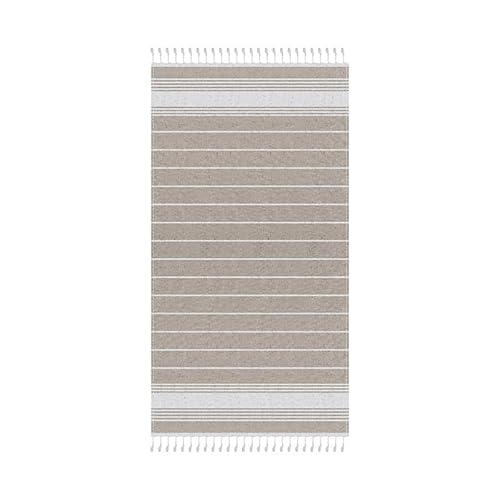 pubblienne Telo Mare 100% Cotone Fouta di Alta Qualità, Pareo Morbido e Leggero - Asciugatura Rapida e Assorbente - Asciugamano da Spiaggia, Piscina, Sauna - Teli Lettino Uomo e Donna (Ecru)