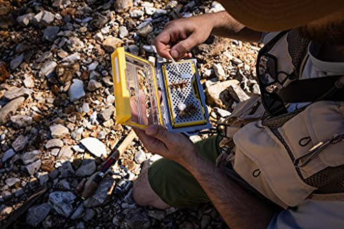 Image of Plano Edge Micro Fly Storage Box, Gray and Yellow, Waterproof and Rust-Resistant Customizable Fishing Tackle Organization