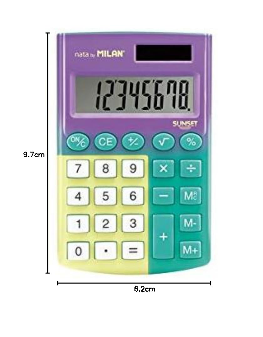 MILAN Boîte de présentation 12 calculatrices 8 chiffres Pocket Sunset