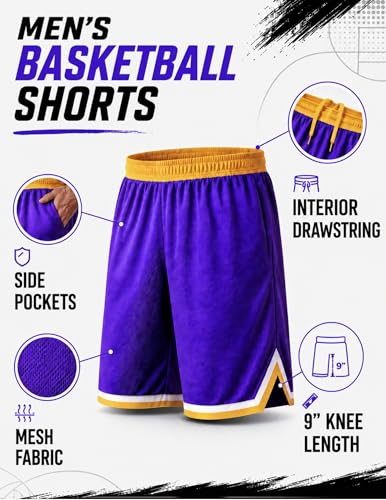 Image of Liberty Imports Pack of 5 Men's Athletic Basketball Shorts Mesh Quick Dry Activewear with Pockets