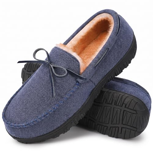 Image of MIXIN Mens Slippers Indoor Outdoor Memory Foam House Shoes Anti-Slip Moccasins Slippers for Men