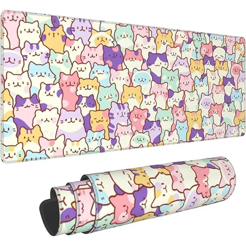 Image of Printed Gaming Mousepad - Premium Stitched Edges, Smooth Surface,Size 11x23 inches, Non-Slip Rubber Base - Ideal for Office & Gaming Setup (Funny cat)