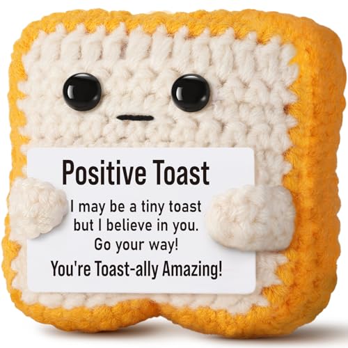Mini Funny Crochet Toast–Fathers Day Birthday Gifts for Dad Mom Graduation Students, Teacher Appreciation Daughter, Sister, Best Friends–Small Cute Stuff Things, Emotional Positive Crochet Toast Decor