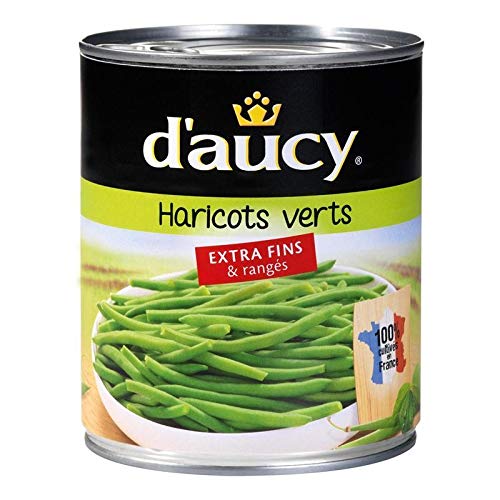 D'AUCY - Haricots Verts Extra Fins Rangés - 440g - Récoltés à la Main et Cuits avec Soin - Une Touche de Fraîcheur dans Vos Plats - Conservation - Lot De 4 - Vendu Par Lot
