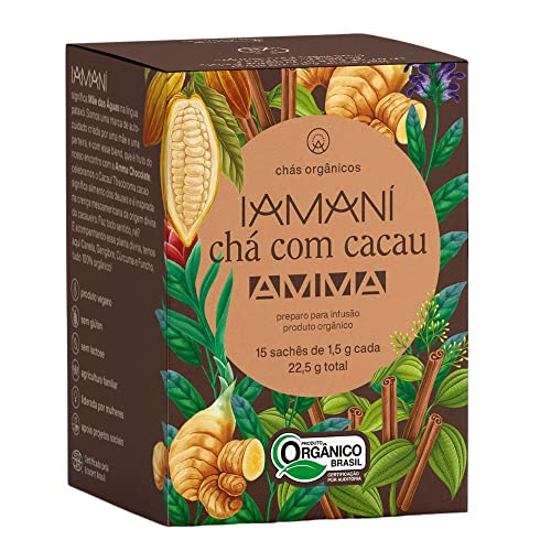 Ch&aacute; com Cacau Amma Org&acirc;nico Iaman&iacute; mais 4 ervas em15 sach&ecirc;s