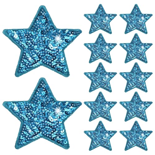 M METERXITY 12 patchs sequin étoile 6x6cm bleu brillant