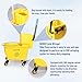 35QT Side-Press Mop Bucket and Wringer Combo on Wheels, Yellow,Including One Heavy Duty Industrial Mop and One Set Large Rubber Cleaning Gloves