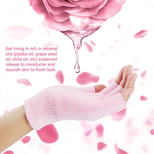 Fingerless Moisturizing Gloves For Dry Hand - Silicone Gel Infused Lotion Spa Glove For Eczema Hand Skin Care Overnight Treatment | Healing Repair Cracked Finger Aloe Moisturizer Gloves For Men Women #TOP3