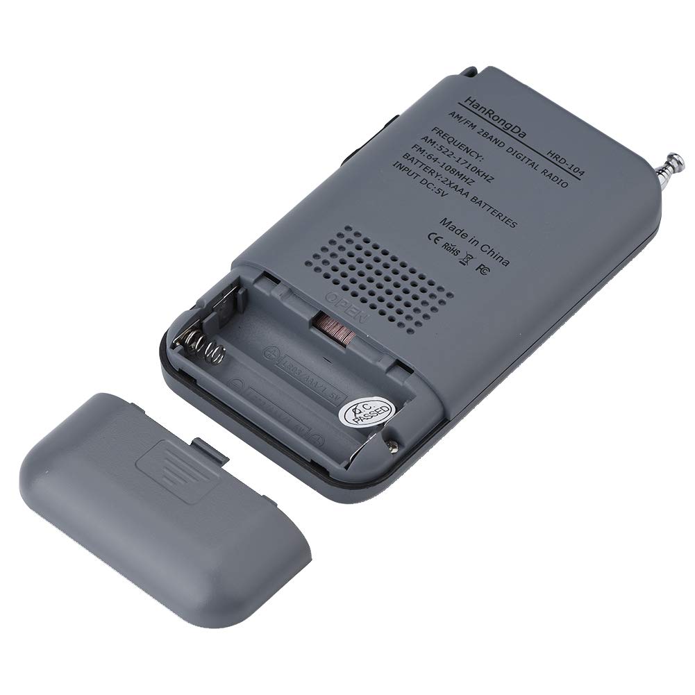 Portatile Radio Pocket Mini 2 Bande 8UV Stereo Digital Tuning Radio LCD per Escursionismo Jogging(Grigio)