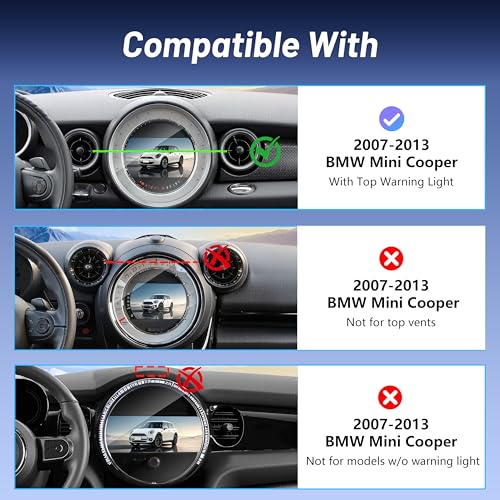 Image of Phone Mount for BMW Mini Cooper (2007-2013 R56, 08-14 R55, 09-15 R57, 12-15 R58 /R59), Magnetic iPhone Holder, Magsafe Car Mount Charger, 15W Wireless Car Charger, Hands Free & 360, Car Accessories