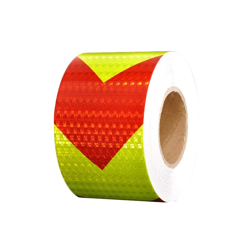 Ruban Réfléchissant Autocollant Flèche Rouge et Jaune pour Sécurité 10cm x 6m