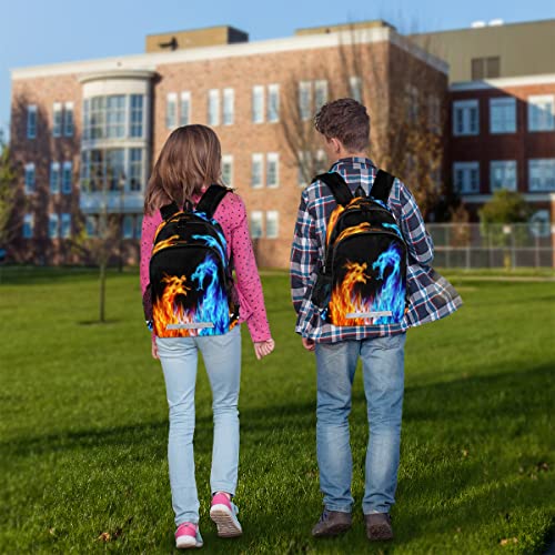 Mochila escolar Flame Dragon para meninos e meninas, adolescentes, estudantes universitários, mochil