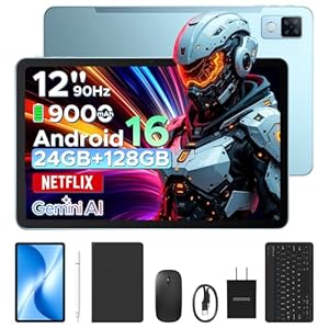 DOOGEE Tableta Android 16 actualizada U12 con teclado, tableta de 12 pulgadas con Gemini AI, 24GB+128GB/TF 2TB Octa-Core Tabletas para juegos, 2K 2000×1200 FHD+IPS, 9000mAh/18W, 13MP+8MP, WIFI