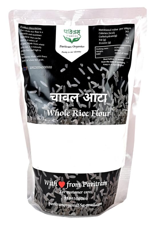 Pavitram Organics/Natural - Pure - Rare Gluten-Free Rice Flour | Versatile Baking & Cooking Ingredient | Ideal For Dietary Restrictions (800 Gram) (B0DCVPRBY1) Amazon Price History, Amazon Price Tracker