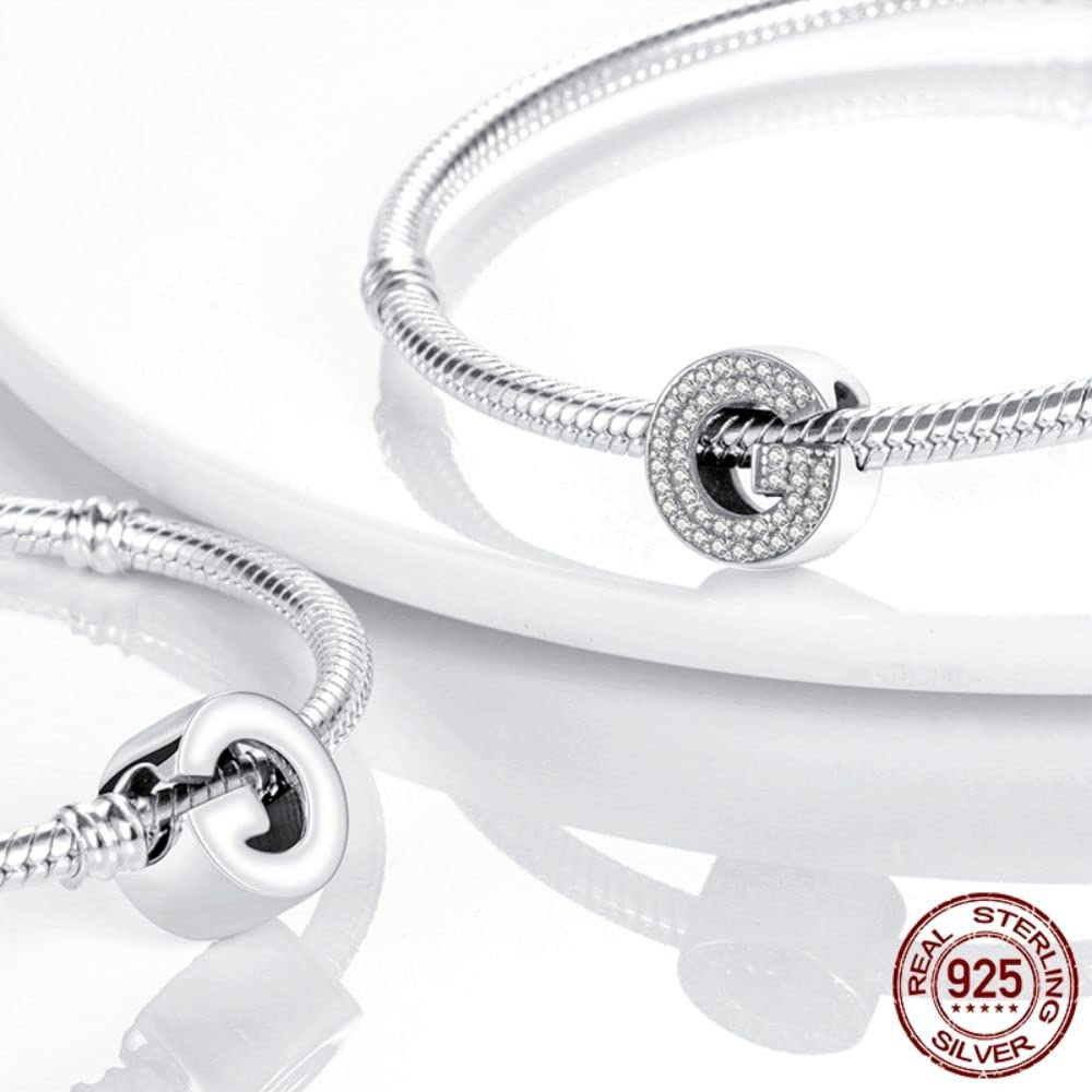 BEEUVIP L Abalorios Charms Colgantes de Alfabeto Cuentas Plata de Ley 925 con Circonita cúbica Transparente Compatible con Pulsera Pandora & Europeo, Charms de Letra para Mujer El estilo C