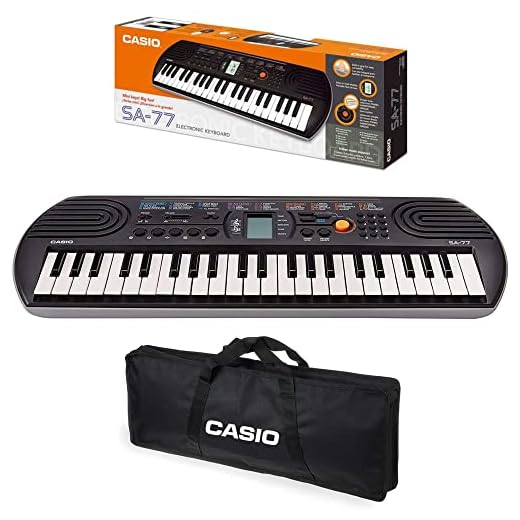 Casio SA-77 - Mini Tastiera polifonica 8 Voci e 44 tasti, Nera/Grigio + Bag Trasporto Originale Casio, Nero