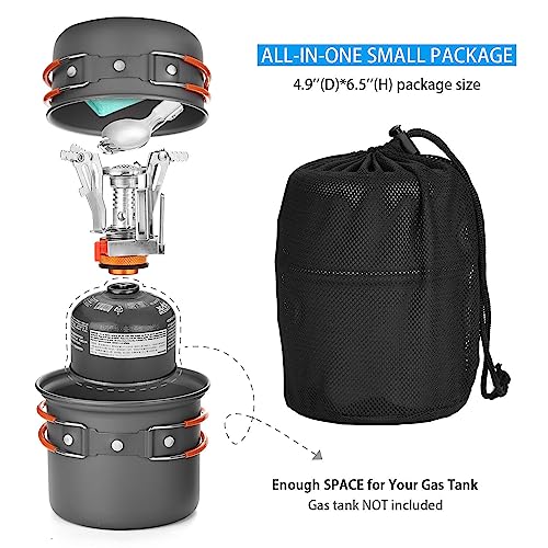 Odoland Camping Cookware Set With Stove for 1-2 People - Portable Campfire Stainless Steel Cook Gear Traveling Cooking Equipment Utensils Outdoor Cooking Kit for Trekking Hiking Picnic - Image 3