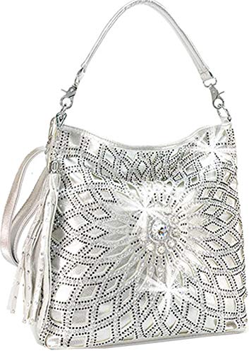 Star Flower Rhinestone Large Hobo Bag with Shoulder Strap