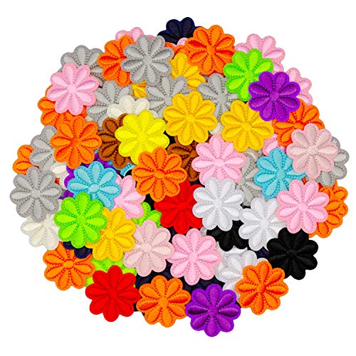 DOXU 100PCS Flowers Patches Random Assorted Freestyle Patches Embroidered Patches Applique Sew On/Iron On Patch Applique Jackets Backpacks Jeans Hat Applique Decorative Accessory (DX-13-100pcs)