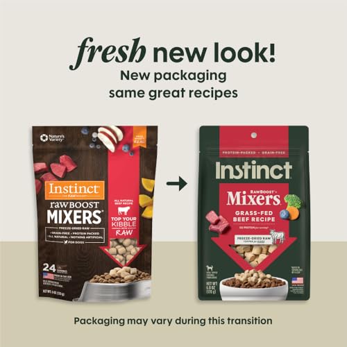 Instinct Raw Boost Mixers, gefriergetrocknetes Hundefutter, getreidefreies Rezept – natürliches Rindfleisch, 170 ml Beutel