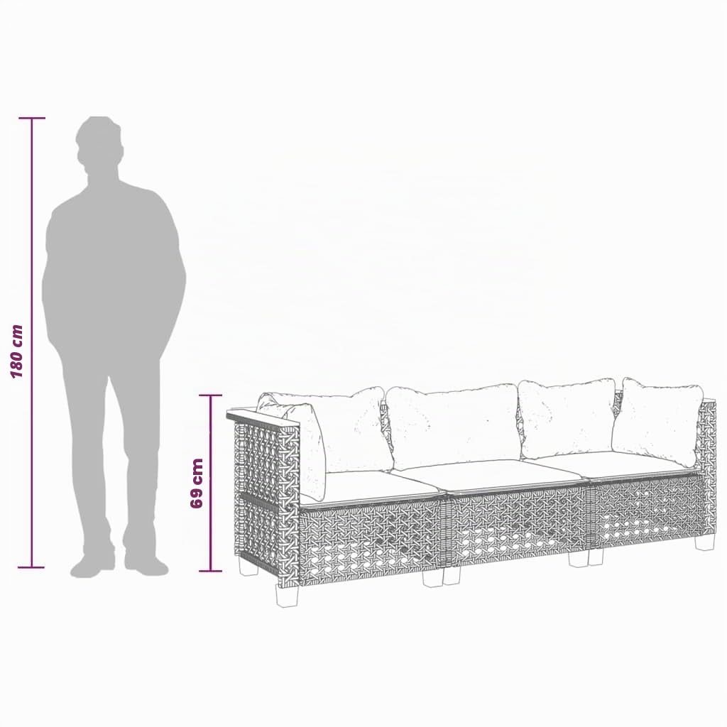 Canapé de jardin avec coussins 3 places beige résine tressée