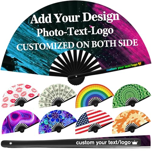 GBVllexuii Personalized Fans for Line Dancing Custom Clack Fan Boots on The Ground Hand Fan Customized Photo Text Logo Wedding Party Cosplay 13in