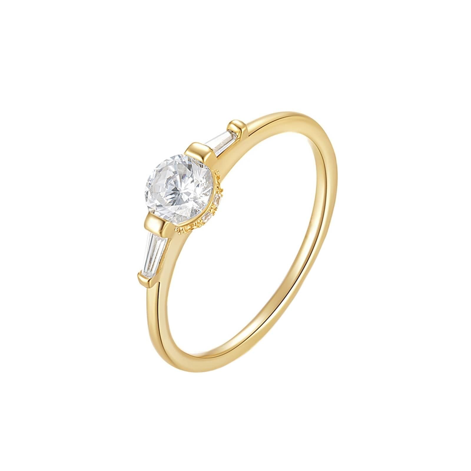 Anelli Donna Eternity 5x5mm Rotondo con Moissanite, Anello Donna Oro Giallo 9K/14K/18K, Oro