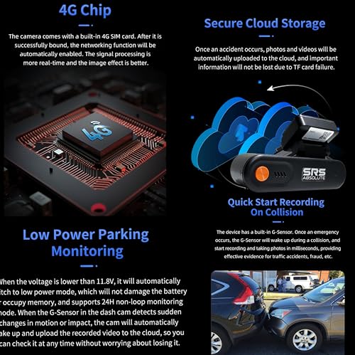 Image of 2K 4G Dash Cam Customized Plug&Play Loop Record 24x7 GPS Tracking Live Video SOS Park Surveillance Remote Play Download Dual Resolution GeoFence TimeLapse GSensor 1TB MicroSD SIM Supp S24G