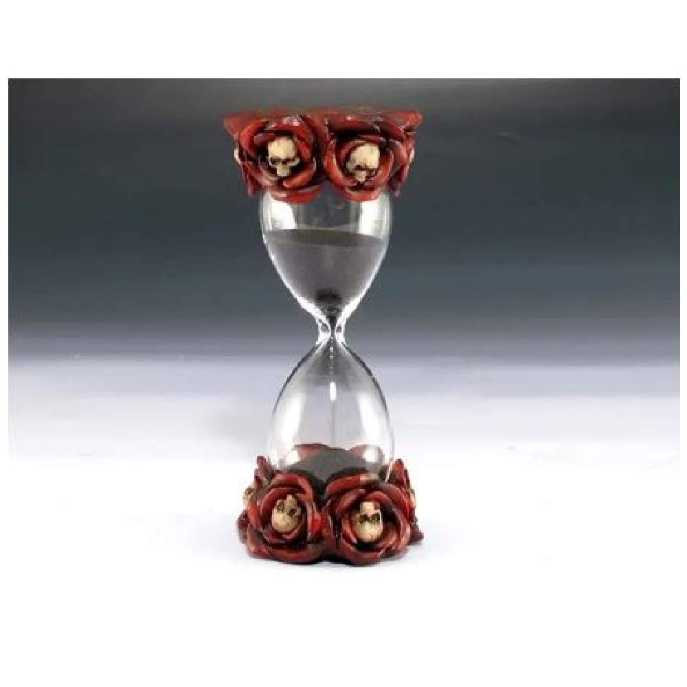 Skull Rose Hourglass Figurine New