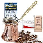 Volarium CRYSTALIA Premium Quality Handmade Turkish Coffee Pot, Turkish Coffee Maker, Cezve, Greek Arabic Coffee Pot, Hammered Copper Coffe Pot, Butter Pot, Copper Pot, Jazzve