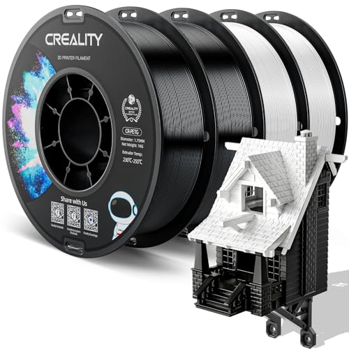 Official Creality PETG 3D Printer Filament 1.75mm 4KG (8.8lbs), High Precision, Strong Toughness, Odorless, Better Flow, Moistureproof 3D Printing CR PETG Filament, Black+Black+White+White P