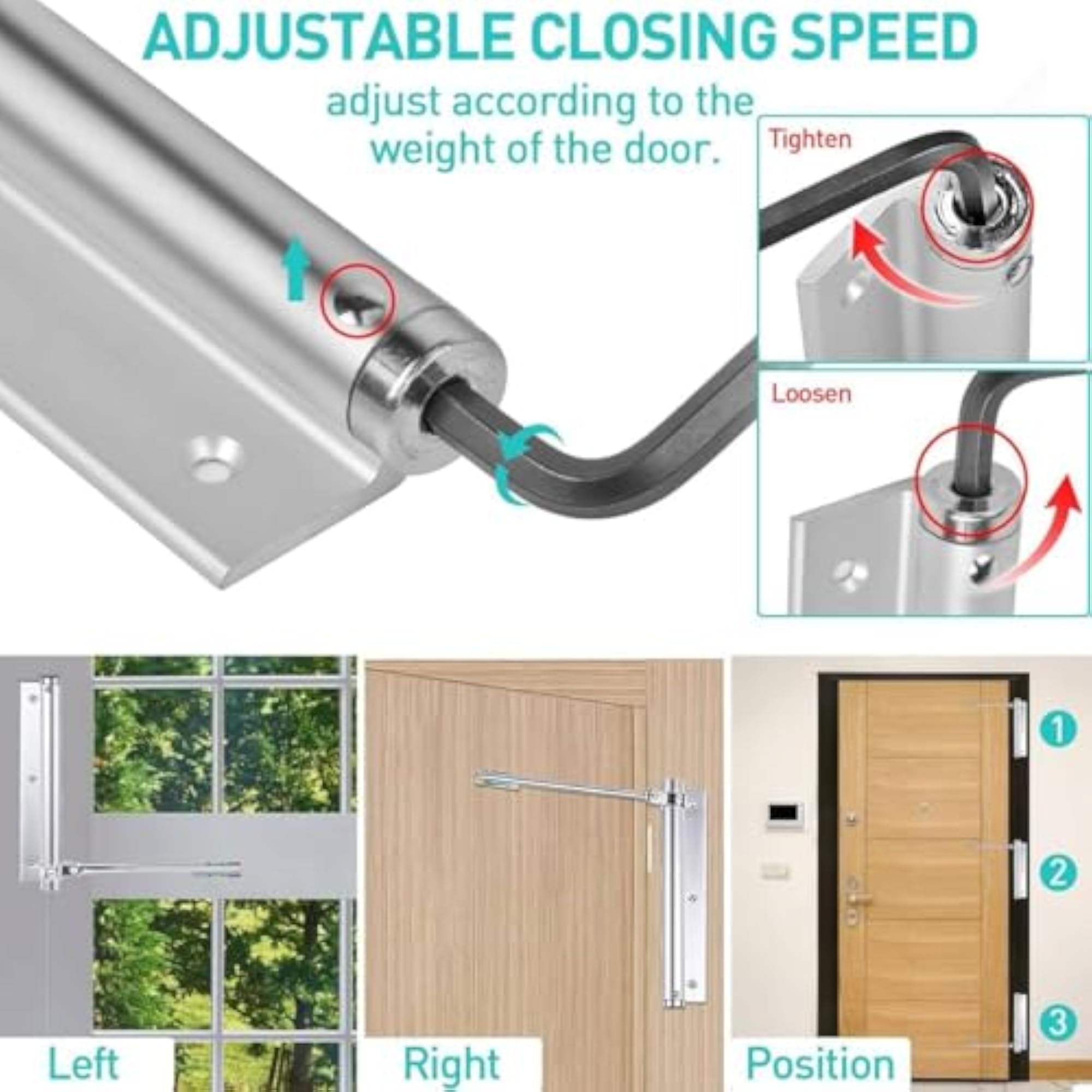 Automatic Door Closer Hinge - Spring-Loaded