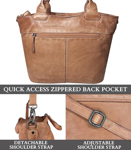 Image of Mothers Day Gifts Leather Tote Bag for Women - Leather Shoulder Bag Hobo Crossbody Travel Handbag Ladies Purse Office Satchel