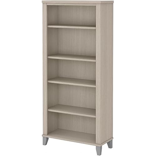 Bush Furniture Somerset Tall 5 Shelf Bookcase | Large Open Bookshelf | Display Cabinet for Library, Living Room, and Home Office, 30W x 13D x 65H, Sand Oak