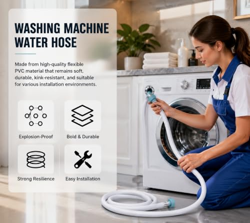 Image of MONIT 3 Meter Flexible PVC Washing Machine Inlet Hose Water Pipe, Universal Water Inlet with Tap Adaptor Connector for Top & Front Load Fully Automatic (3 Meter)