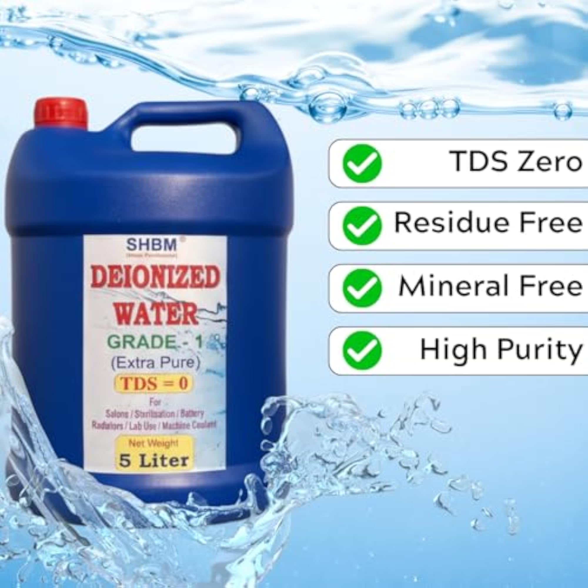 Deionized Ultra Pure Distilled Water, 5 Liter