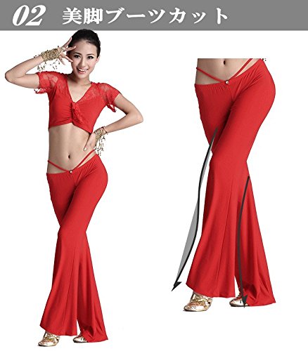 【新品】ベリーダンス★和風柄レッド★赤★インナーパンツ付 Amazon.co.jp: レッド 赤 ストレッチ 美脚パンツ,ベリーダンス