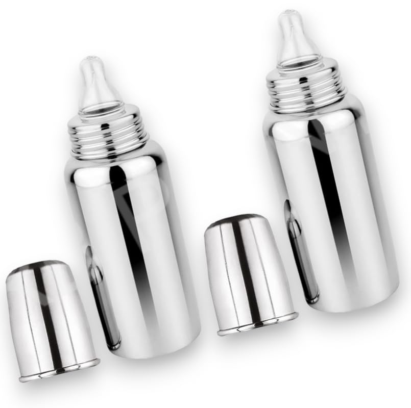 RB POINT Pack Of 2 Stainless Steel Baby Feeding Bottle For Kids Steel Feeding Bottle For Milk And Baby Drinks (Silver), 240 Ml-picture-11
