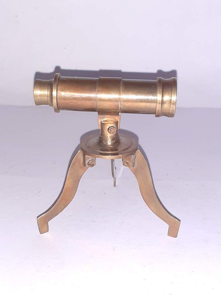 Ganga Nautical Brown Antique 4 Inches Nautical Antique Brass Telescope With Mini Tripod Stand