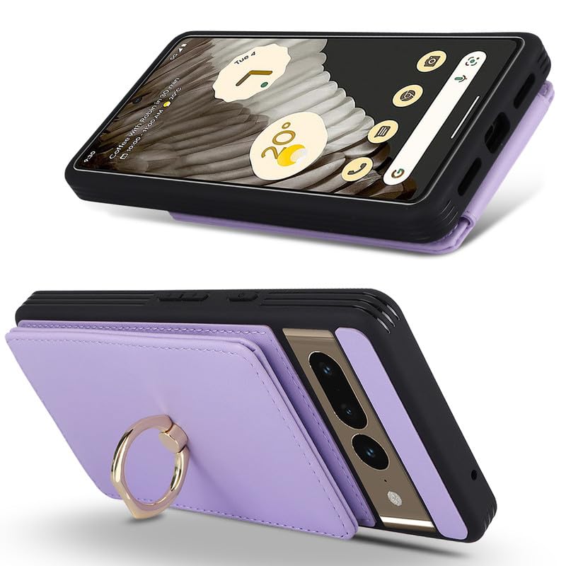 Lipvina for Google Pixel 8 Pro Case with Card Holder,Pixel 8 Pro Case Wallet for Women,Credit Card Holder,Ring Stand,Phone Wallet Cases 6.7