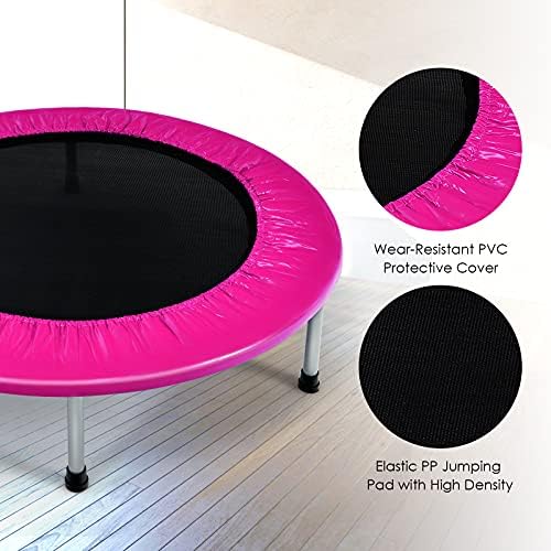 GYMAX 38” Mini Trampoline, Folding Fitness Rebounder with Safety Pad, Easy Assembly Exercise Trampoline for Adult Kids Indoor Outdoor 9 51pjV5vJ3OL. AC
