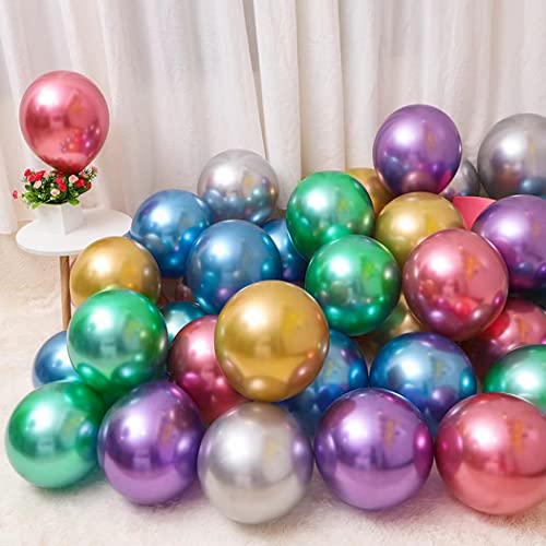 Colorful Party Balloons 100pcs 12inch Chrome Metallic Helium Balloons for Birthday Party Decoration and Arch Decoration Wedding Birthday Baby Shower Christmas Party - Image 3