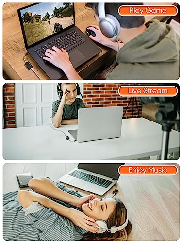 CableCreation Type C External Sound Card with 3.5 mm Audio Jack, USB-C Microphone Headphone Adapter Compatible with MacBook Pro, iMac, iPad Pro 2020, iPhone 16/15, Galaxy S24/ S23/ S22/ S21+