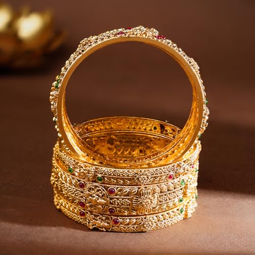 Image of Rubans Bangles Set Gold Plated Traditional Ethnic Stylish Trendy Jewellery Gift for Women & Girls