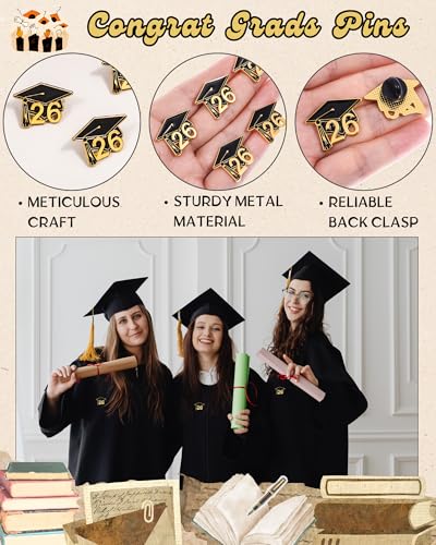 Image of Graduation Pins Bulk with Storage Bag for Class of 2026 Graduation Cap Diploma Enamel Pins for Backpack Hat Jackets Congrat Grads Gifts for Students Teachers Classmates 2026 Graduation Party Favors