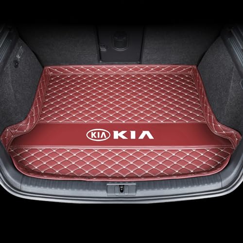 YZWDSFP Tapis de Coffre Voiture pour KIA Sportage 2022-2024, Protection Coffre Tapis avec Bords Relevés, Cuir Bac de Coffre ImerméAbles AntidéRapant Protection Accessories, Wine Red