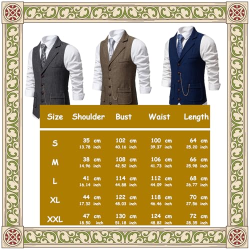 Image of maxToonrain Mens Classic Tweed Suit Vest Casual Sleeveless Herringbone Vest for Tuxedo