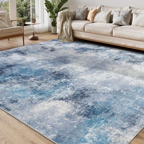 Homcomodar Alfombra Salon 160x230cm Azul Abstracto Alfombras Lavables En Lavadora Alfombra Habitacion Dormitorio Comedor Modernas Tapete Quarto Pelo Corto