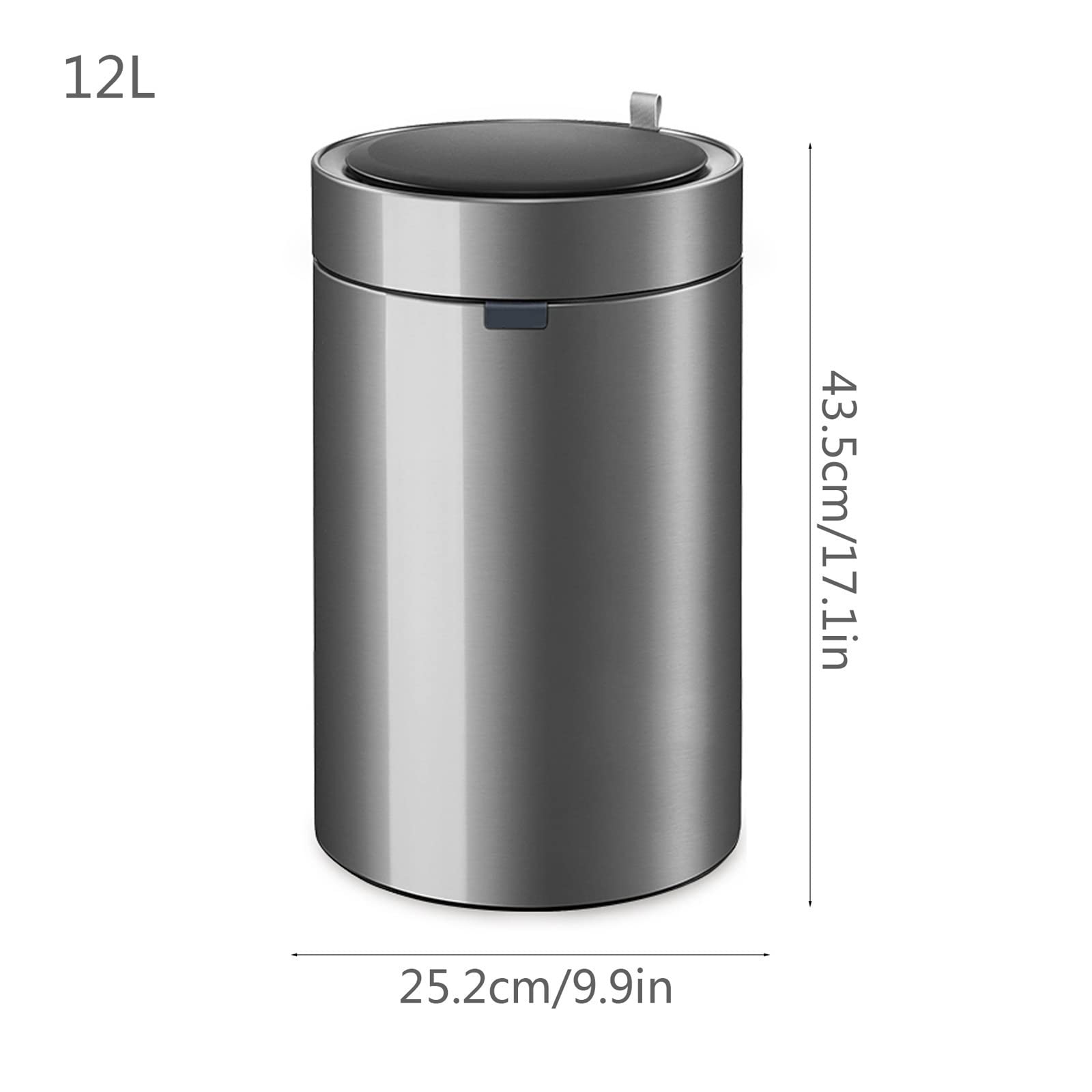 DFEDHF Trash and Recycling Bin 9L / 12L Intelligent Automatic Sensor Type Garbage Can Household with Cover Stainless Steel Waste Basket Living Room Kitchen Bathroom Waste Basket Offi(Silver-12L)